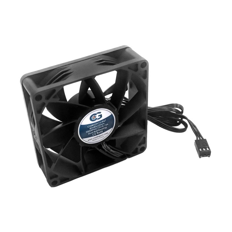 مروحة Coolerguys 12vDC مقاومة للماء IP67 (سرعة عالية، 80x25mm)